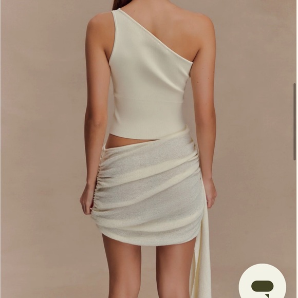 Cali Drape Skirt Knit Mini Dress - Ivory - Picture 4 of 7